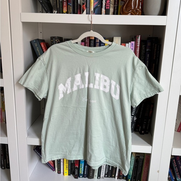 H&M Tops - H&M NWOT mint green Malibu graphic T-shirt tee shirt retro classic top cotton